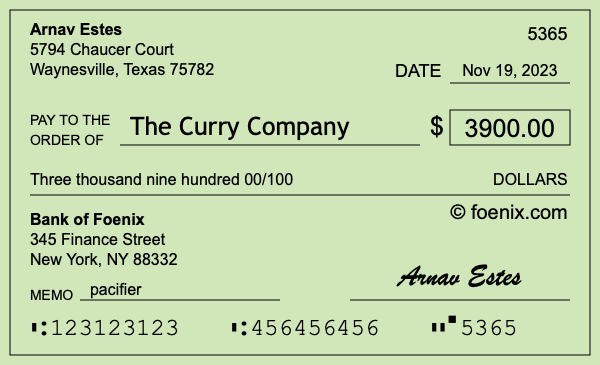 How to write a check for $3,900