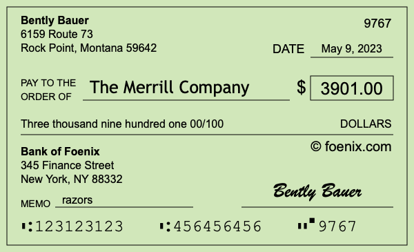 How to write a check for $3,901