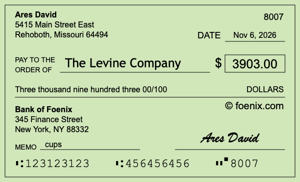 How to write a check for $3,903
