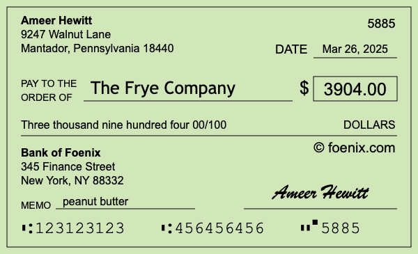 How to write a check for $3,904