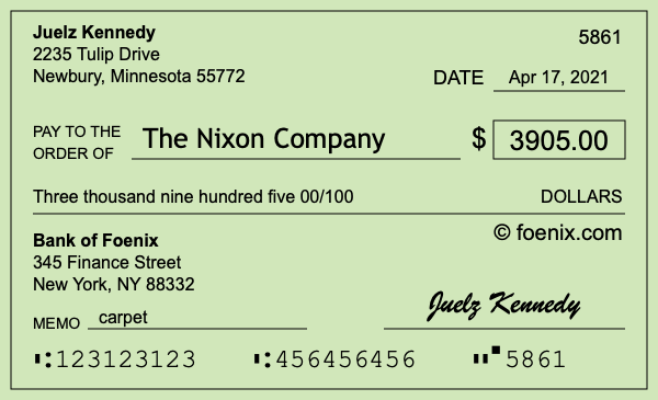 How to write a check for $3,905