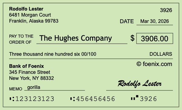 How to write a check for $3,906