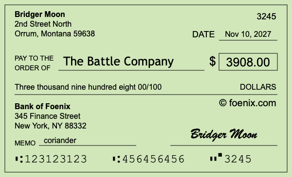 How to write a check for $3,908