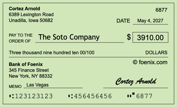 How to write a check for $3,910
