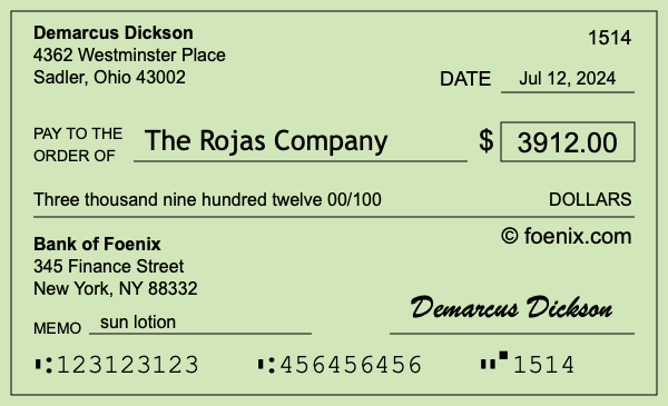 How to write a check for $3,912