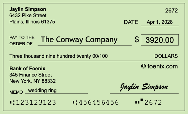 How to write a check for $3,920