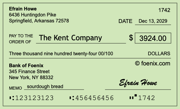 How to write a check for $3,924