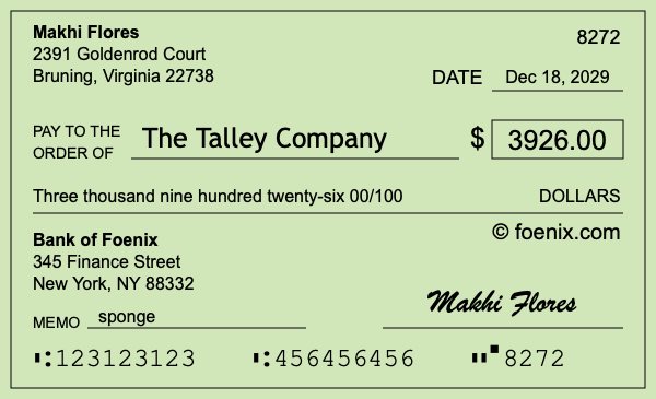 How to write a check for $3,926