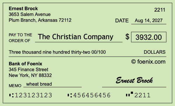 How to write a check for $3,932