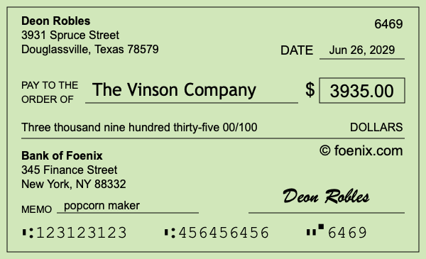 How to write a check for $3,935