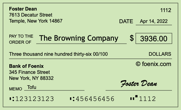 How to write a check for $3,936
