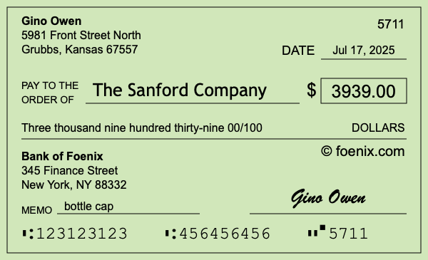 How to write a check for $3,939