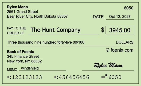 How to write a check for $3,945