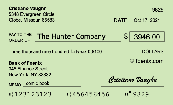 How to write a check for $3,946