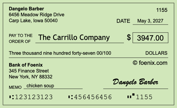 How to write a check for $3,947