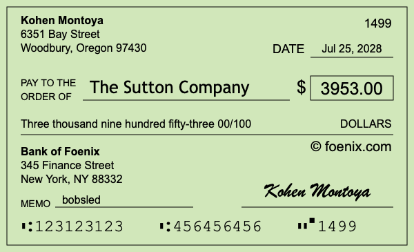 How to write a check for $3,953