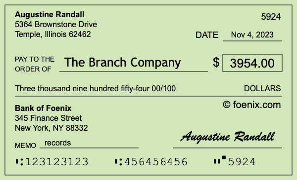 How to write a check for $3,954