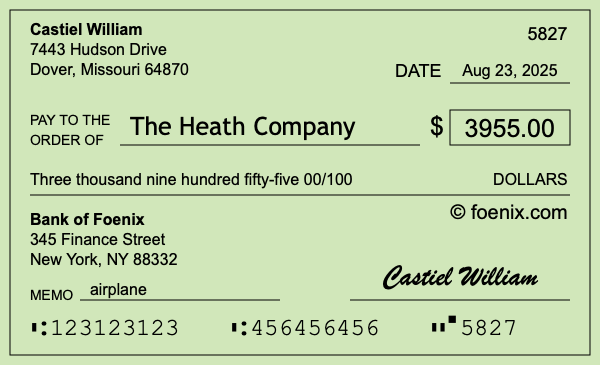 How to write a check for $3,955