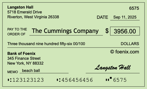 How to write a check for $3,956