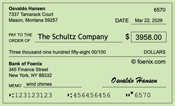 How to write a check for $3,958