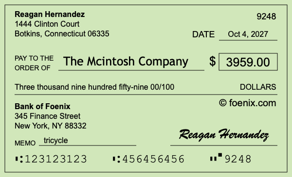 How to write a check for $3,959