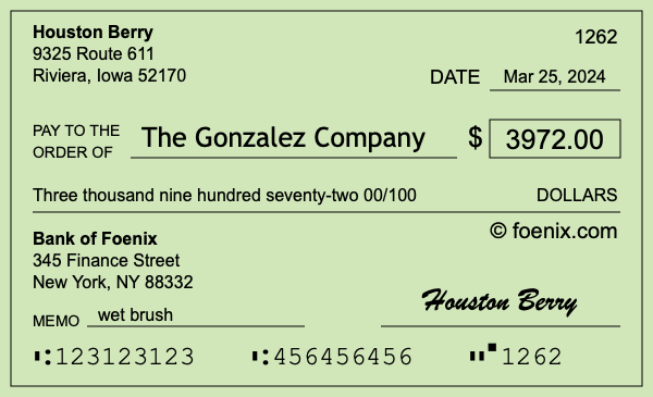 How to write a check for $3,972