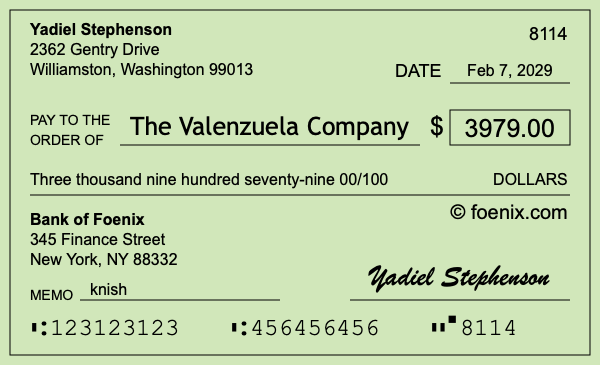 How to write a check for $3,979