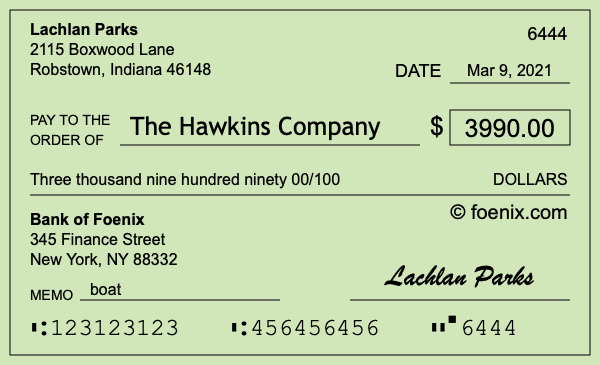 How to write a check for $3,990