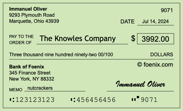 How to write a check for $3,992