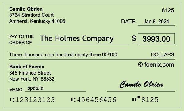 How to write a check for $3,993