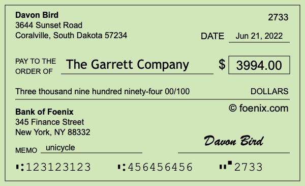 How to write a check for $3,994