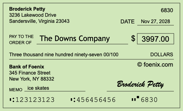 How to write a check for $3,997