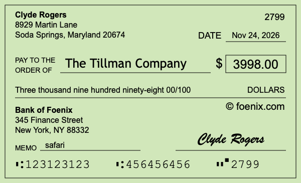 How to write a check for $3,998