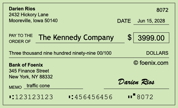 How to write a check for $3,999