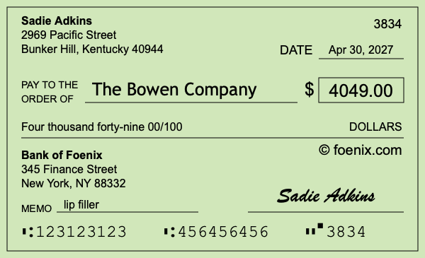 How to write a check for $4,049