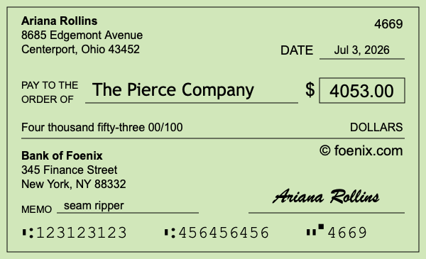 How to write a check for $4,053