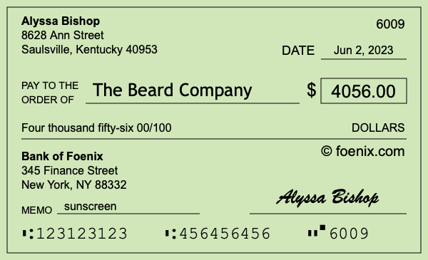 How to write a check for $4,056