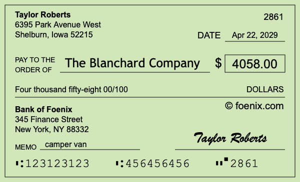 How to write a check for $4,058