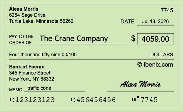 How to write a check for $4,059
