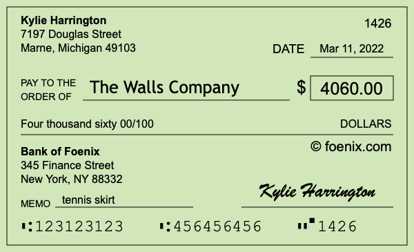 How to write a check for $4,060