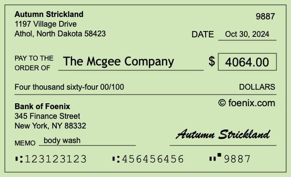 How to write a check for $4,064