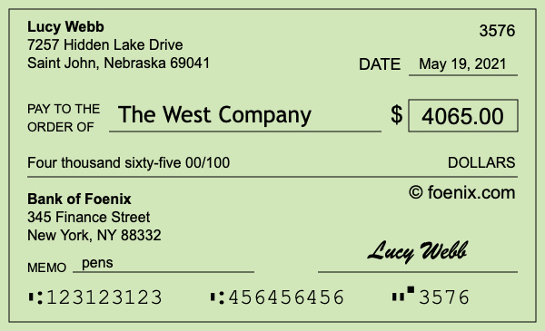 How to write a check for $4,065