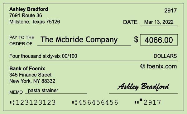 How to write a check for $4,066