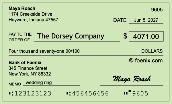 How to write a check for $4,071