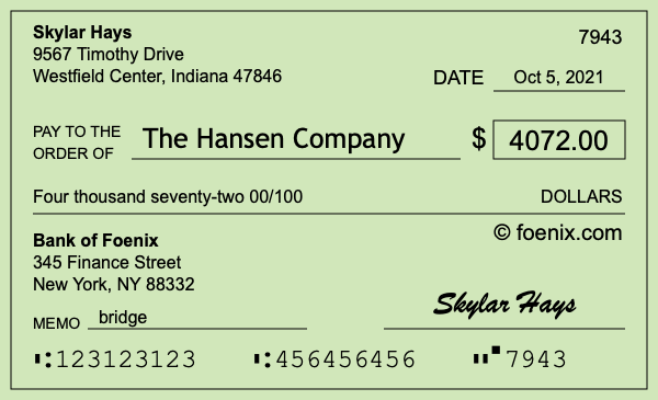 How to write a check for $4,072