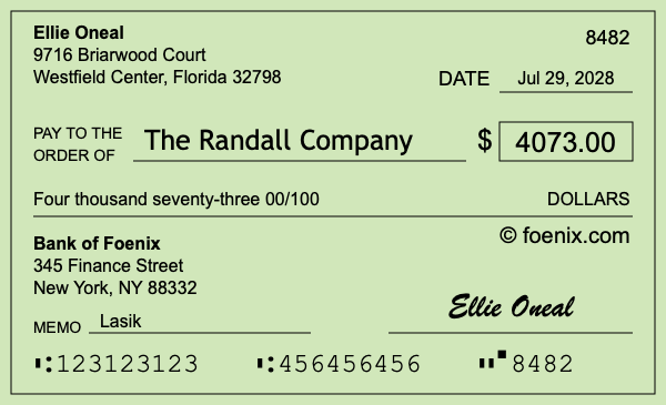 How to write a check for $4,073