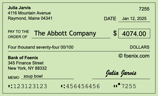 How to write a check for $4,074