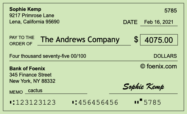 How to write a check for $4,075