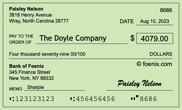 How to write a check for $4,079
