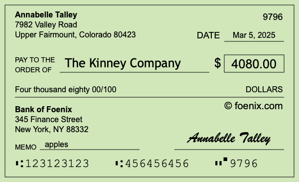 How to write a check for $4,080